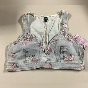 Wild Fable Floral Denim Crop Top